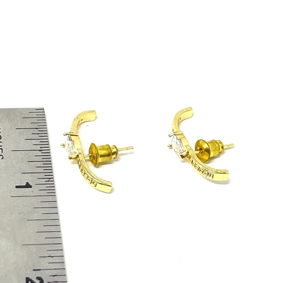 New Anthropologie Bar Stack Gold Earrings Pink - Picture 5 of 5